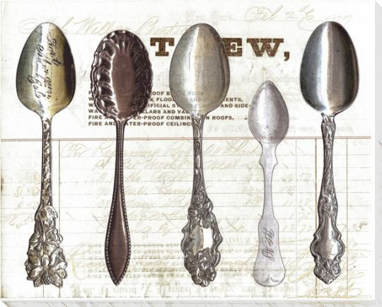 Five Spoons Soft Elegant Wrapped Canvas Giclee Print Wall Art