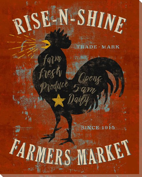 Farmhouse Rooster Rise N Shine Wrapped Canvas Giclee Print Wall Art
