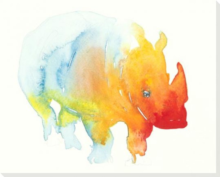 Colorful Rhino Wrapped Canvas Giclee Art Print Wall Art