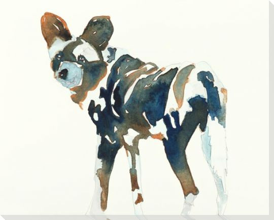 African Wild Dog Wrapped Canvas Giclee Art Print Wall Art