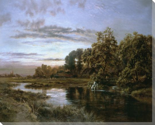 Sunset on the Thames Wrapped Canvas Giclee Print Wall Art