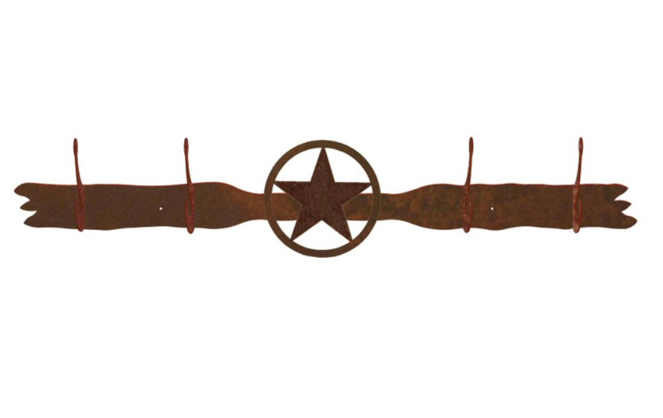 Texas Star Four Hook Metal Coat Rack | Rustic Western Lodge Decor