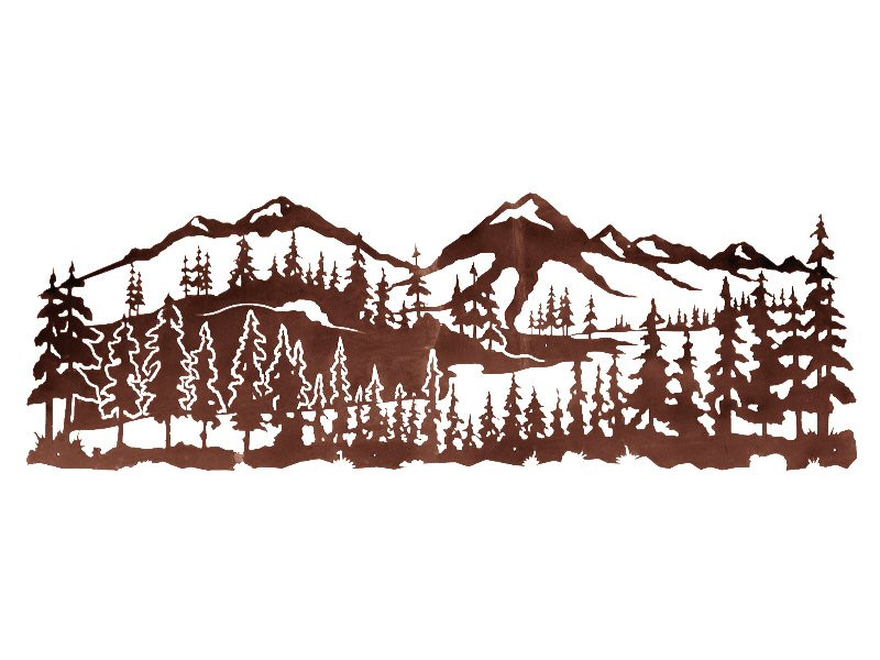 Modern Mountain Sunset Scene Metal Wall Art - Nature Wall Decor