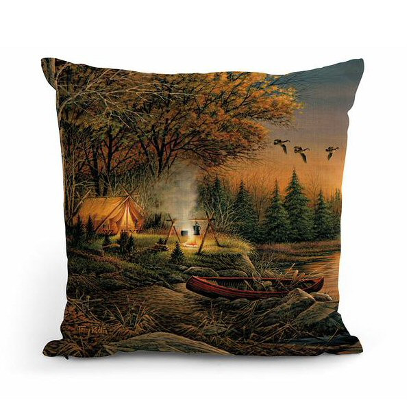 18" Evening Solitude Camping Scene Decorative Square Throw Pillows, Set