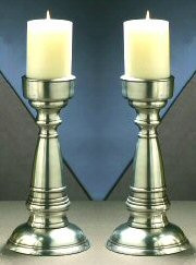 10" Antique Silver Pillar Candle Holder, Set of 2 Candle Accessories