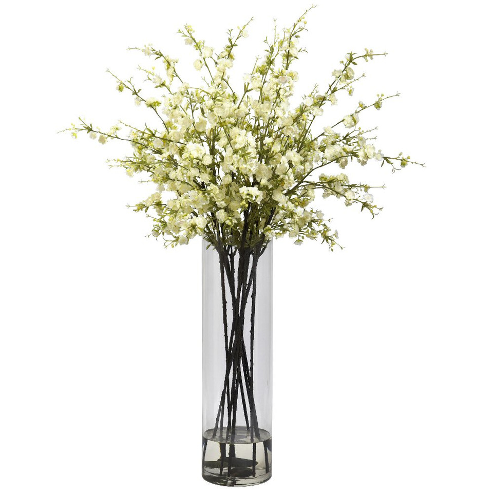 Giant White Cherry Blossom Silk Flower Arrangement Artificial Flowers