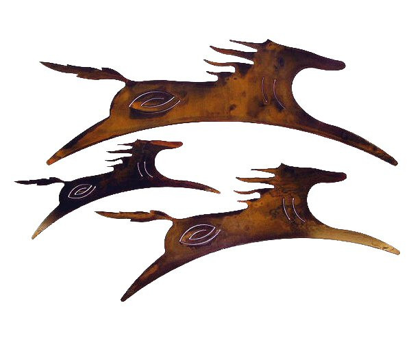 Spirit Horses Metal Wall Art, Set of 3 Rustic Wall Decor