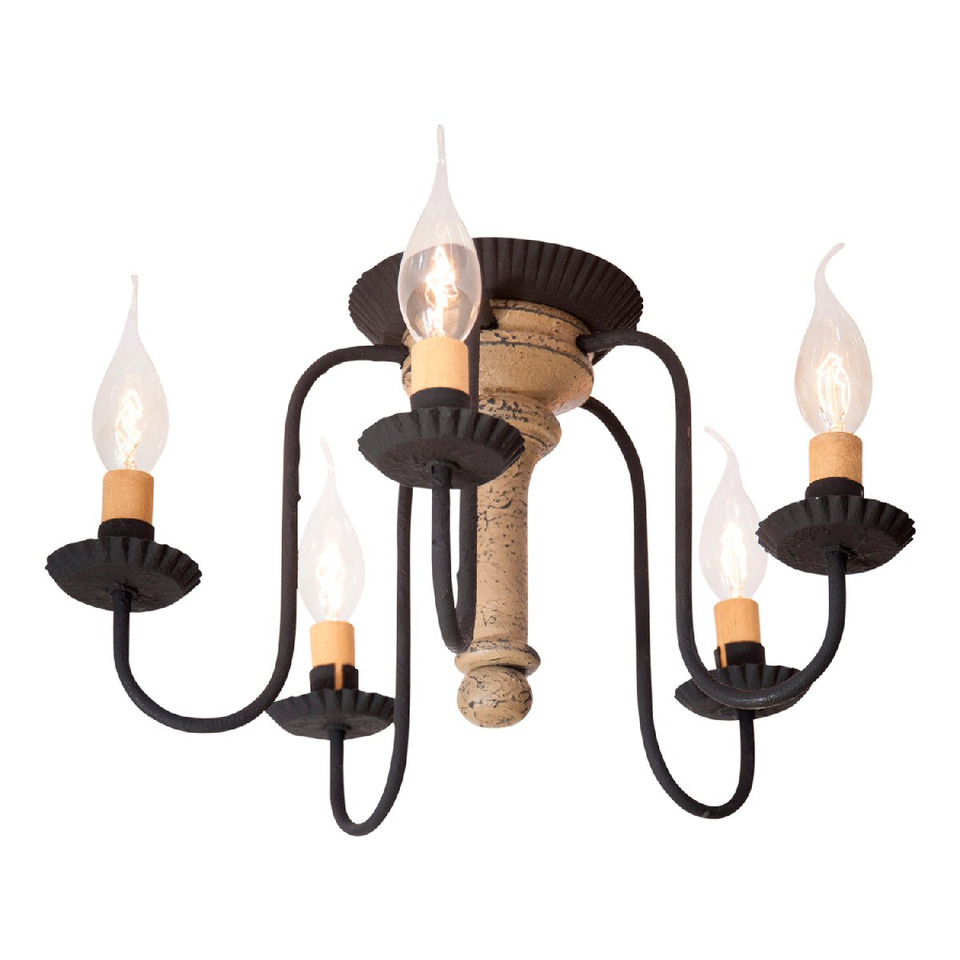 Textured Pearwood Berkshire Wood And Metal Ceiling Light - Rustic Lighting