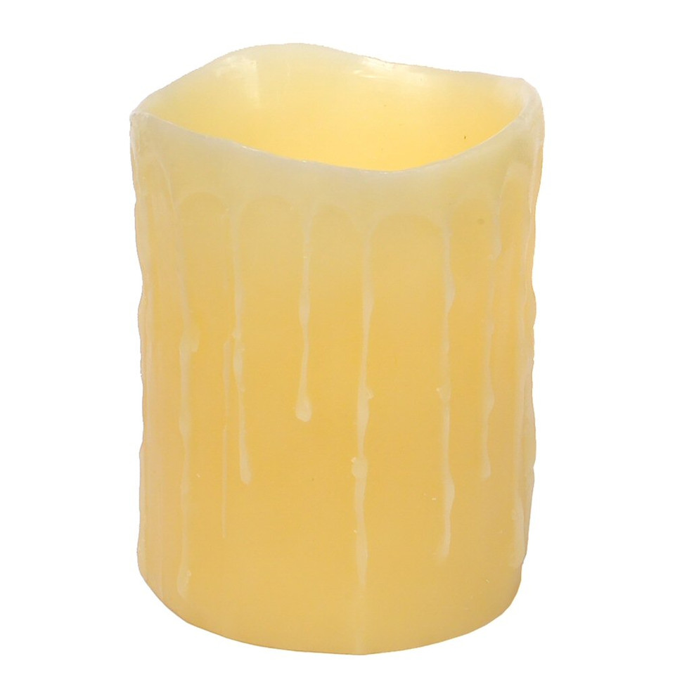 4" x 5" LED Cream Wax Dripping Pillar Candles, Set of 3 Battery Operated Candles