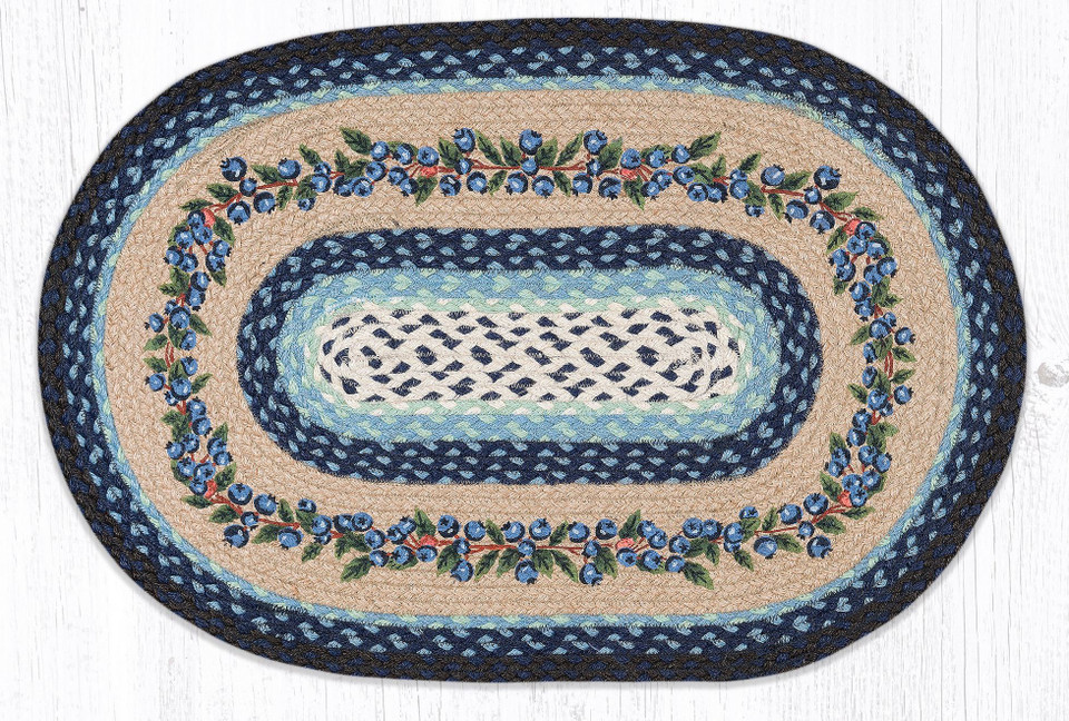 Blueberry Vine Jute Oval Rug | Country Kitchen Fruit Decor