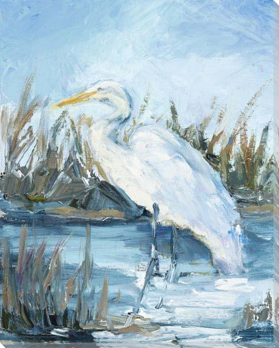 White Heron Bird Walking Wrapped Canvas Giclee Art Print Wall Art ...