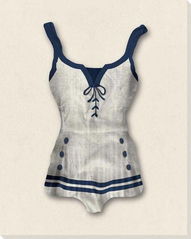Vintage Bathing Suit White Wrapped Canvas Giclee Print