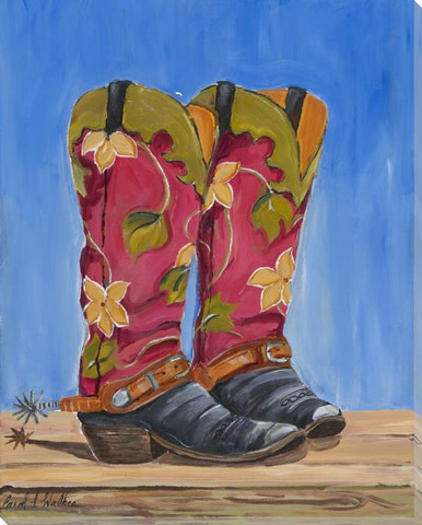 Cowgirl Work Boots Wrapped Canvas Giclee Print Wall Art - Wall Decor ...