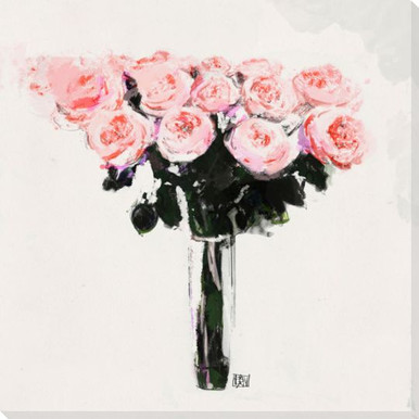 Pink Rose Bouquet Wrapped Canvas Giclee Print Wall Art | Contemporary ...