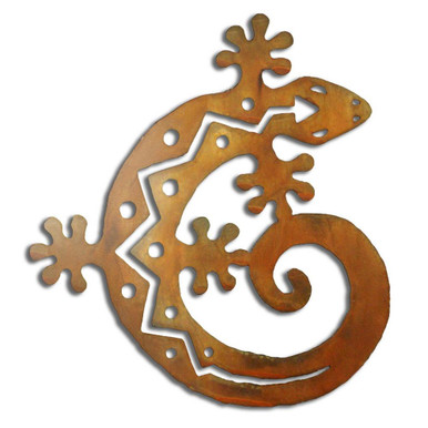 C Shaped Gecko Lizard Rust Metal Wall Art Southwest Wall Decor