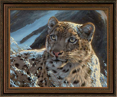 Snow On Leopard Framed Canvas Giclee Art Print Wall