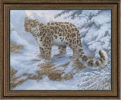Snow Flurries Leopard Framed Canvas Giclee Art Print Wall