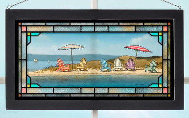 Summer Colors Beach Scene Stained Glass Wall Art Wall