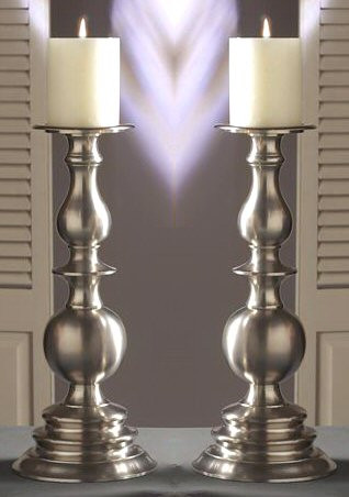 14 Pewter Pillar Candle Holder, Set of 2