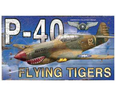 Customizable P 40 Flying Tigers Plane Vintage Style Metal