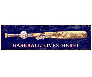 Customizable Baseball Bat And Ball Vintage Style Metal Sign