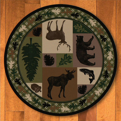 Round Animal Rug Wildlife Retreat Multi Animal Round Area Rug 8ft | Lodge and Wildlife ...