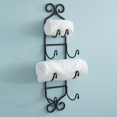 Small Black Adirondack Metal Wall Towel Rack - Towel ...