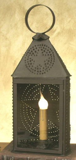 Large Rustic Brown Western Star Paul Revere Electric Lantern Lamp