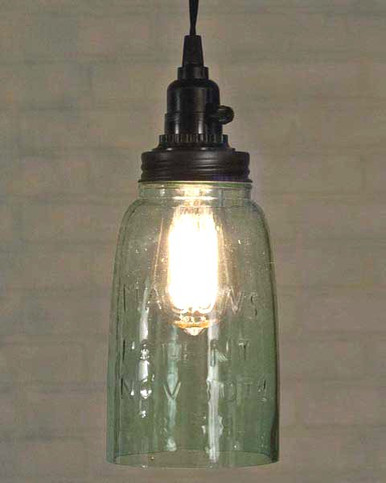 Primitive Colonial Country Farmhouse Glass Quart MASON JAR Butlers Tin Lantern 