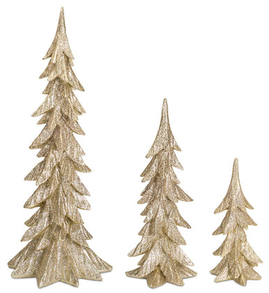 Gold Christmas Tree Sculptures, Set of 3 - Melrose