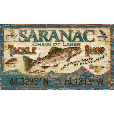 Custom Saranac Tackle Shop Trout Fish Vintage Style Wooden Sign - Antique  Retro Wood Sign