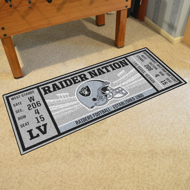 30 x 72 Gray & Black NFL Oakland Raiders Ticket Mat Area Rug Runner