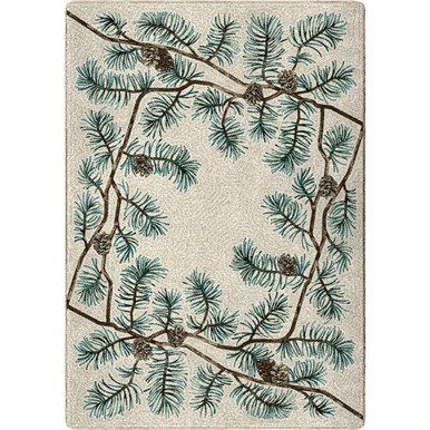 Pine Bough Border Nature Area Rug 4x5 | Lodge and Wildlife Decor Rugs