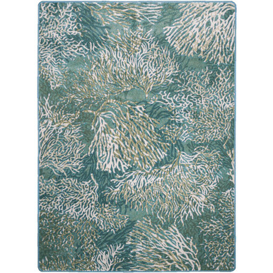 Oceanic Blooms Aqua Area Rug 4x5 | Coastal and Beach House Decor