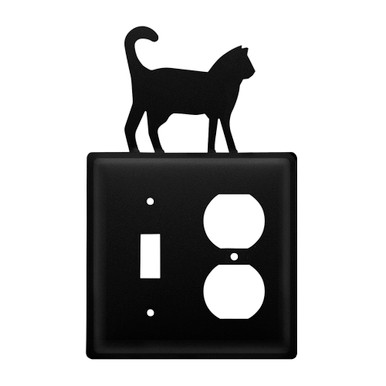 Double Combo Cat Single Switch & Single Outlet Metal Switch Plate Cover ...