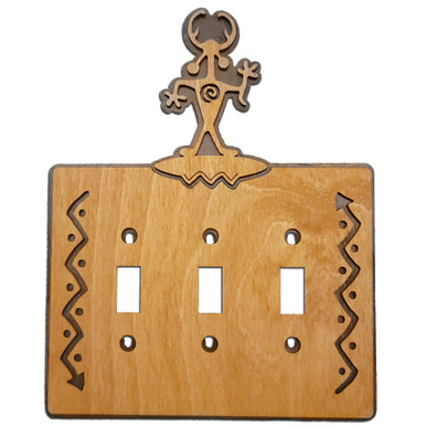 Plain Arrows Metal & Wood Quad Outlet Cover - Wall Plate - Light