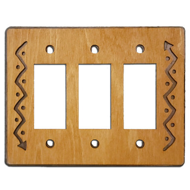 Plain Triple Rocker (GFCI) Arrows Metal & Wood Switch Plate Cover