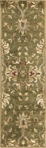 2' x 8' Emerald Green Floral Vine Wool Runner Rug
