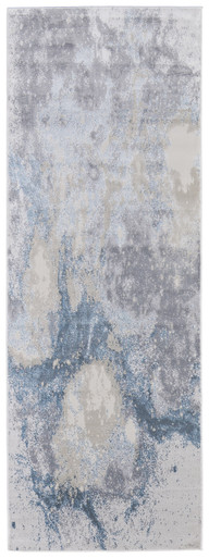 3' x 8' Blue Abstract Runner Rug