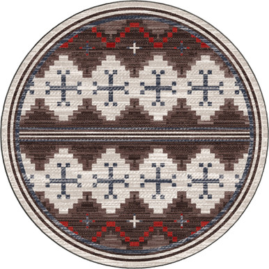 Pathways Dusty Brown Round Area Rug 8ft | Rustic Home Decor Rugs