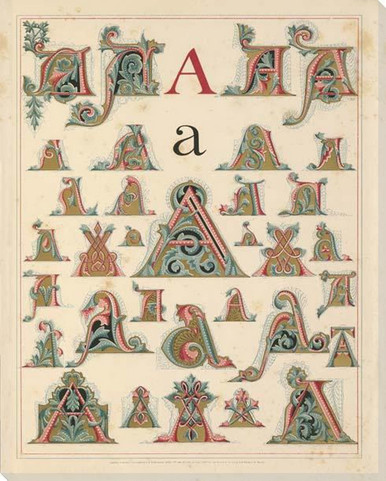 Initiale A Full Wrapped Canvas Giclee Art Print Wall Art | Font ...