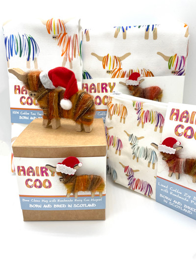 Hairy Coo Christmas Tea Towel 