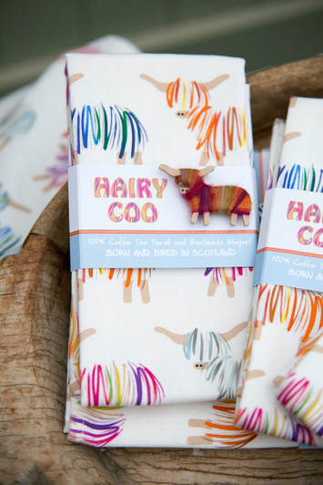 Hairy Coo Tea Towel & Magnet