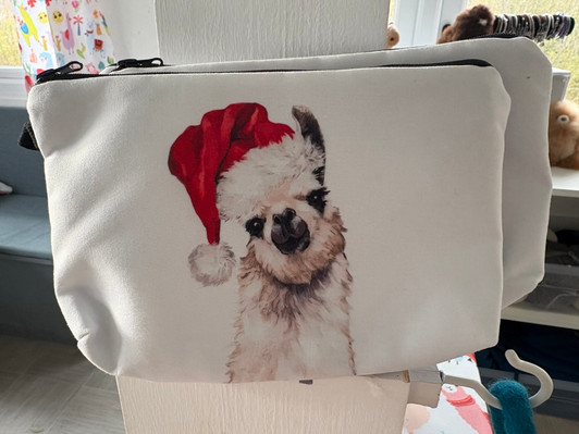 Santa Alpaca Pencil Case / Cosmetic Bag