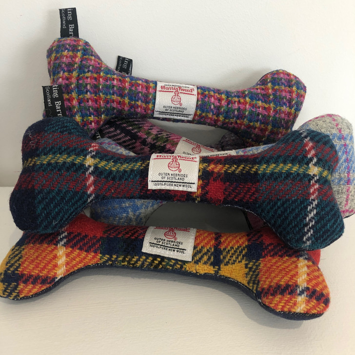 Tweed Squeaky Bone Dog Toy