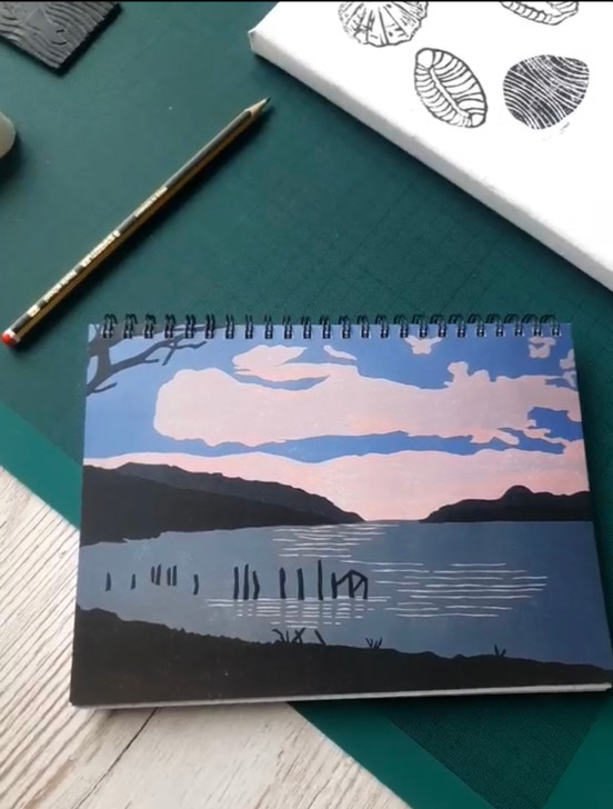 Lino Print Loch Ness Notebook - 20% OFF