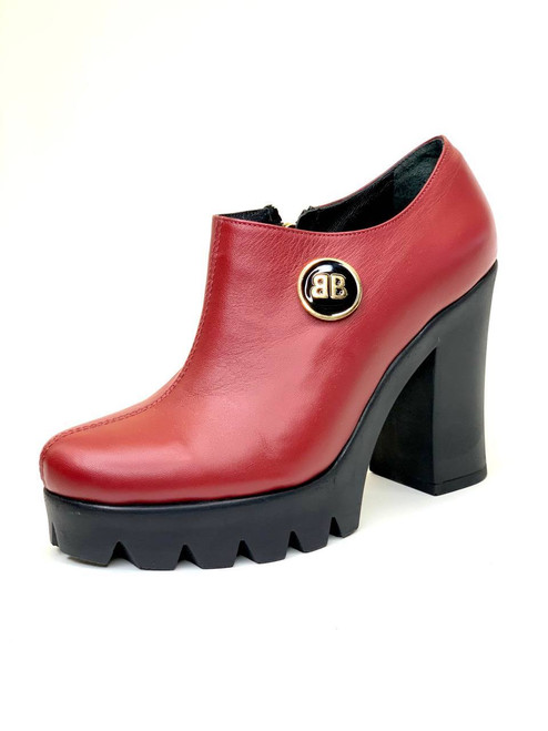 Women's Bordo leather shoes with side zipper