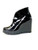 Women's Platform Black Shiny Ankle Boots