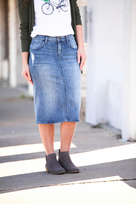Ashley Premium Denim Skirt IN STOCK