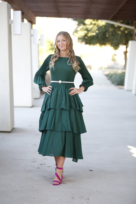 Zoe Layered Dress - Hunter Green